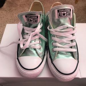 Holographic mint green converse All Star shoes